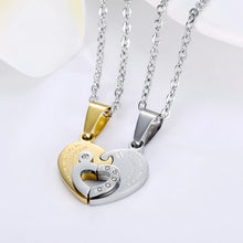 Because Of You Matching Heart Couple Necklaces In Titanium