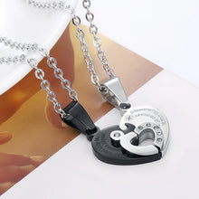 Because Of You Matching Heart Couple Necklaces In Titanium