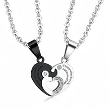 Because Of You Matching Heart Couple Necklaces In Titanium