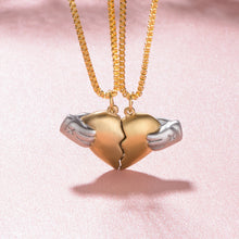 Engravable Magnetic Broken Heart Necklace For Couples In Titanium