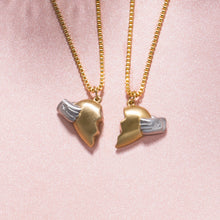 Engravable Magnetic Broken Heart Necklace For Couples In Titanium
