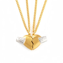 Engravable Magnetic Broken Heart Necklace For Couples In Titanium