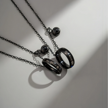 I Love You In 100 Languages Matching Heart Projection Couple Necklaces
