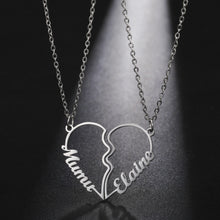 Personalized Matching Heart Couple Name Necklaces In Titanium