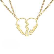 Personalized Matching Heart Couple Name Necklaces In Titanium