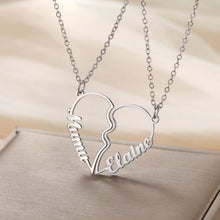 Personalized Matching Heart Couple Name Necklaces In Titanium