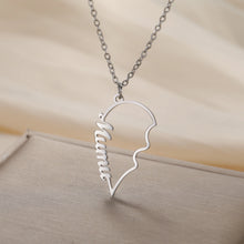 Personalized Matching Heart Couple Name Necklaces In Titanium