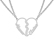 Personalized Matching Heart Couple Name Necklaces In Titanium