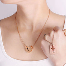 Engravable Cross And Heart Lock And Key Couple Necklaces In Titanium