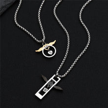 Engravable Angel And Demon Heart Cross Couple Necklaces In Titanium