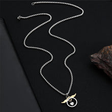 Engravable Angel And Demon Heart Cross Couple Necklaces In Titanium