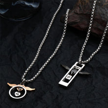 Engravable Angel And Demon Heart Cross Couple Necklaces In Titanium