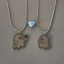 Glow In The Dark Magnetic Heart Halloween Ghosts Couple Necklaces