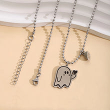 Glow In The Dark Magnetic Heart Halloween Ghosts Couple Necklaces