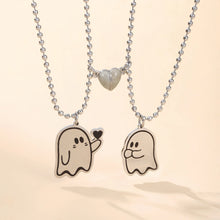 Glow In The Dark Magnetic Heart Halloween Ghosts Couple Necklaces
