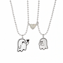Glow In The Dark Magnetic Heart Halloween Ghosts Couple Necklaces