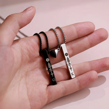 Engravable Magnetic Heart Couple Bar Necklaces In Titanium