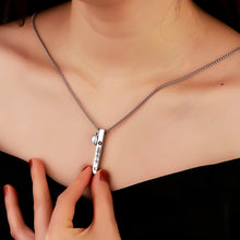 Engravable Magnetic Heart Couple Bar Necklaces In Titanium