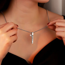 Engravable Magnetic Heart Couple Bar Necklaces In Titanium