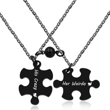 Engravable Her King His Queen Magnetic Puzzle Necklace for Couples