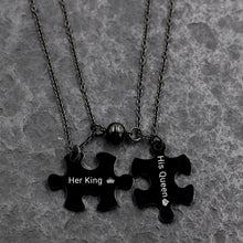 Engravable Her King His Queen Magnetic Puzzle Necklace for Couples