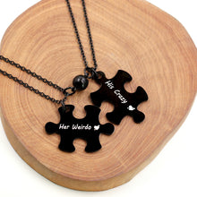 Engravable Her King His Queen Magnetic Puzzle Necklace for Couples