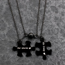 Engravable Her King His Queen Magnetic Puzzle Necklace for Couples
