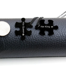 Engravable Her King His Queen Magnetic Puzzle Necklace for Couples
