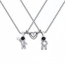 To The Moon And Back Magnetic Heart Projection Couple Necklaces