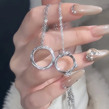Engravable Cute Cat Magnetic Heart Infinity Silver Couple Necklaces