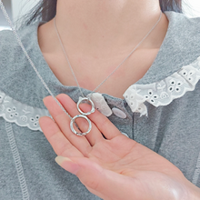Engravable Cute Cat Magnetic Heart Infinity Silver Couple Necklaces