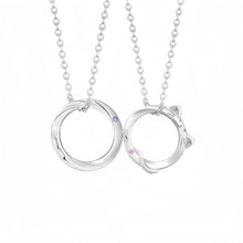 Engravable Cute Cat Magnetic Heart Infinity Silver Couple Necklaces