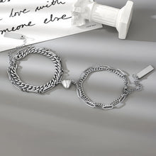 Engravable Magnetic Heart Double Cuban Chain Couples Necklaces