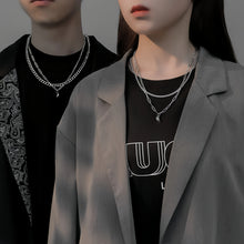 Engravable Magnetic Heart Double Cuban Chain Couples Necklaces