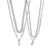 Engravable Magnetic Heart Double Cuban Chain Couples Necklaces