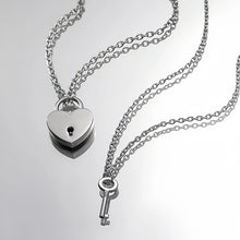 Unique Heart Lock And Key Necklaces For Couples In Titanium