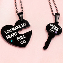 Engravable Black Lock And Key Necklaces For Couples In Titanium