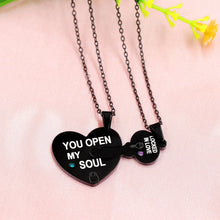Engravable Black Lock And Key Necklaces For Couples In Titanium