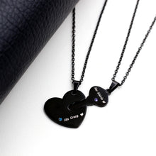 Engravable Black Lock And Key Necklaces For Couples In Titanium