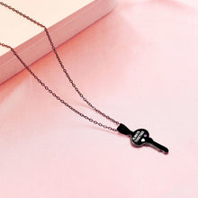 Engravable Black Lock And Key Necklaces For Couples In Titanium