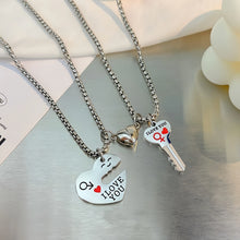 Lock And Key Magnetic Heart Necklaces For Couples In Titanium