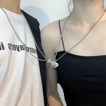 Lock And Key Magnetic Heart Necklaces For Couples In Titanium