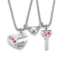 Lock And Key Magnetic Heart Necklaces For Couples In Titanium