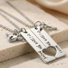 Love You More Lock And Key Matching Heart Couples Necklaces