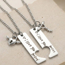 Love You More Lock And Key Matching Heart Couples Necklaces