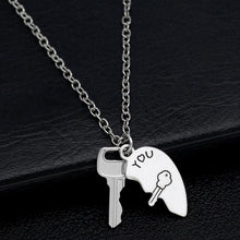 Lock And Key Matching Heart Necklaces For Couples In Titanium