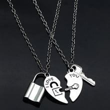 Lock And Key Matching Heart Necklaces For Couples In Titanium
