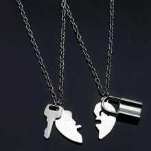 Lock And Key Matching Heart Necklaces For Couples In Titanium