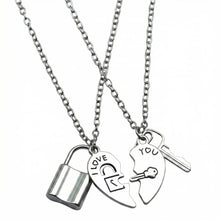 Lock And Key Matching Heart Necklaces For Couples In Titanium