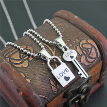 Simple Lock And Key Matching Necklaces For Couples In Titanium